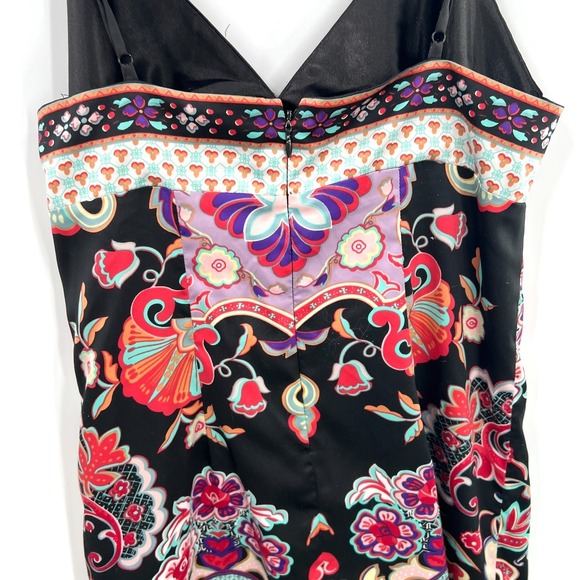 Vintage ICE y2k satlin mini slip dress bright colorful floral indie sleaze 6 - Picture 9 of 14